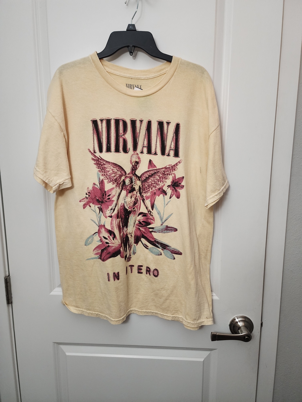 Nirvana In Utero Tour Graphic Tee - Beige with Pink Floral Print - Picture 2 of 5